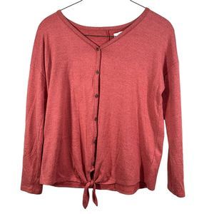 Sonoma Womens Red Button Front and Tie Maturity Nursing Sweater Size Medium